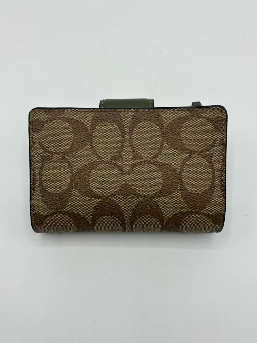 Coach Olive Green Pebbled Leather Satchel with Brown Signature Canvas Wallet Set